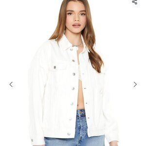 White Drop-Sleeve Denim Trucker Jacket-XS-NWT!
